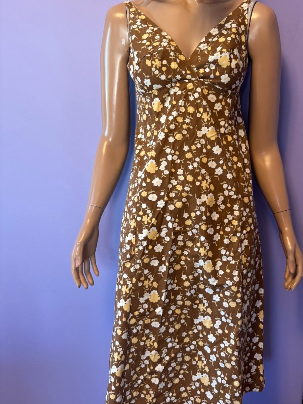 Vintage 60s MISTER LEONARD Cotton Ditsy Brown Floral Cottagecore Boho DRESS